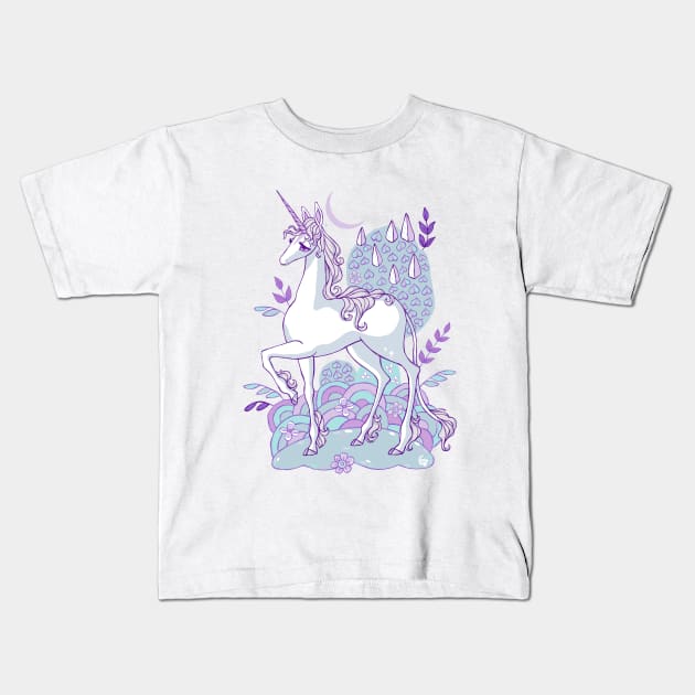 The Last Unicorn Illustration Kids T-Shirt by DajonAcevedo